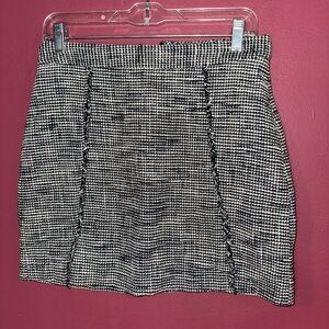Zara blue & white tweed mini skirt with zipper closure  - Medium